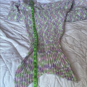 Hand Crafted Pastel Crochet Mermaid Throw Blanket
